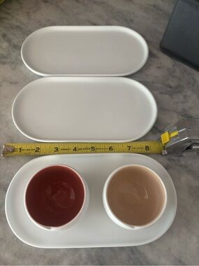 Indaba whiteCeramic Dual-Dip Serving Tray with Two Removable Bowls